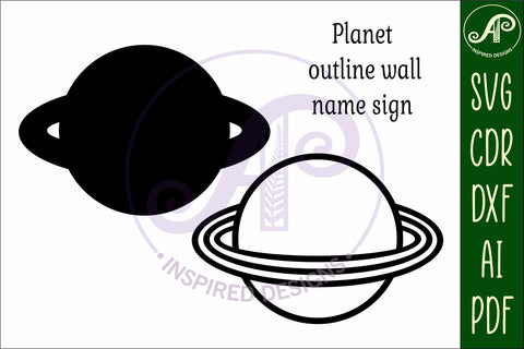 Planet outline two layer name sign SVG APInspireddesigns 