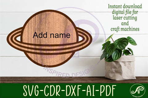 Planet outline two layer name sign SVG APInspireddesigns 