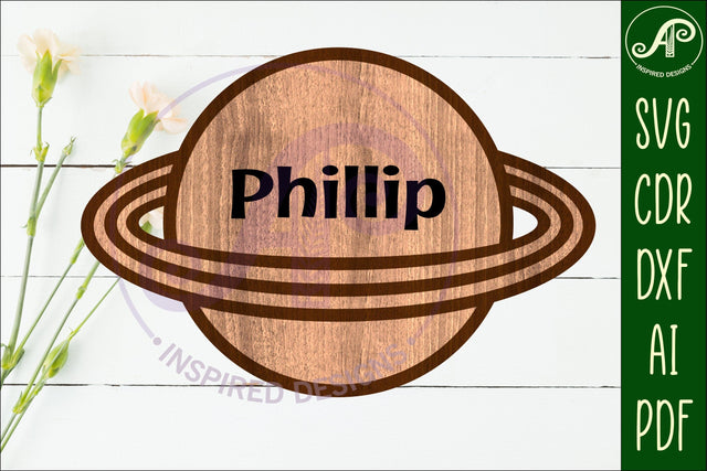 Planet outline two layer name sign SVG APInspireddesigns 