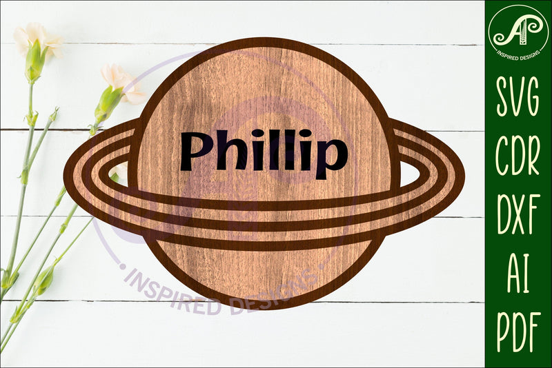 Planet outline two layer name sign SVG APInspireddesigns 