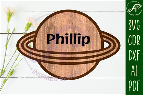 Planet outline two layer name sign SVG APInspireddesigns 