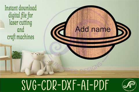 Planet outline two layer name sign SVG APInspireddesigns 