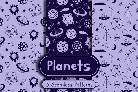 Planets Seamless Patterns Digital Pattern Rin Green 