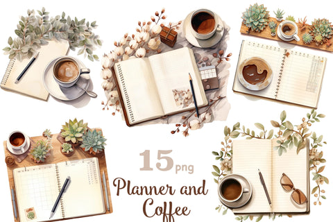 Planner And Coffee Clipart | Office Clipart SVG GlamArtZhanna 