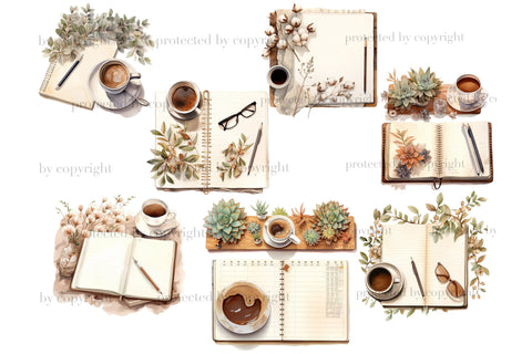 Planner And Coffee Clipart | Office Clipart SVG GlamArtZhanna 
