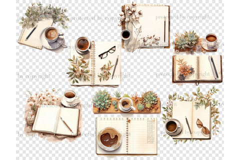 Planner And Coffee Clipart | Office Clipart SVG GlamArtZhanna 