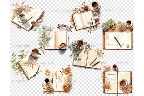 Planner And Coffee Clipart | Office Clipart SVG GlamArtZhanna 