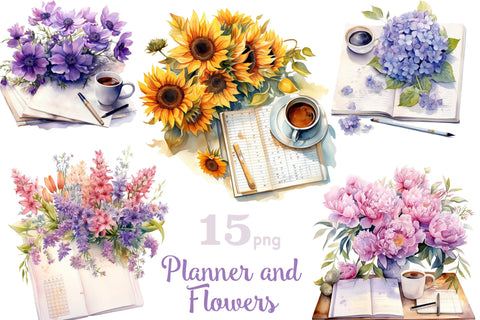 Planner And Flowers Clipart | Spring Planner Bundle SVG GlamArtZhanna 