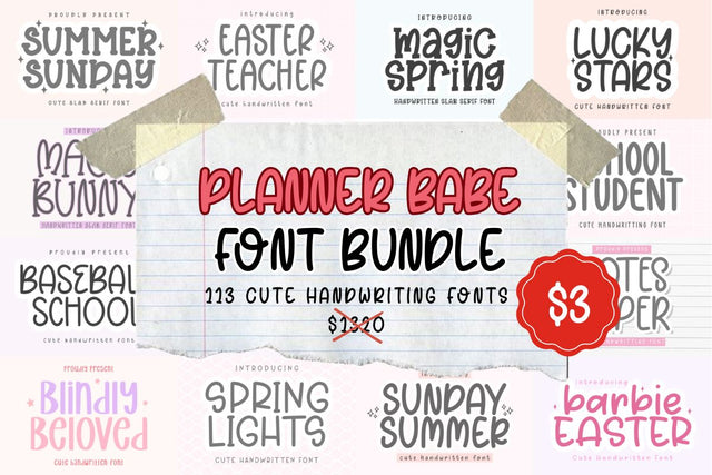 Planner Babe Font Bundle Font Masyafi Studio 