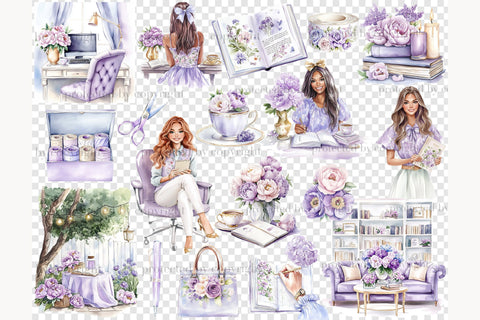 Planner Clip Art Bundle | Lilac Planner Graphics SVG GlamArtZhanna 