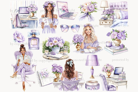 Planner Clip Art Bundle | Lilac Planner Graphics SVG GlamArtZhanna 