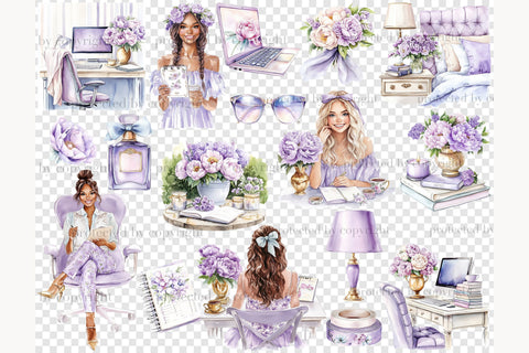 Planner Clip Art Bundle | Lilac Planner Graphics SVG GlamArtZhanna 