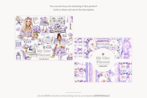 Planner Clip Art Bundle | Lilac Planner Graphics SVG GlamArtZhanna 