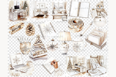 Planner Girl Clip Art | Winter Christmas PNG Cozy Book Lover SVG GlamArtZhanna 