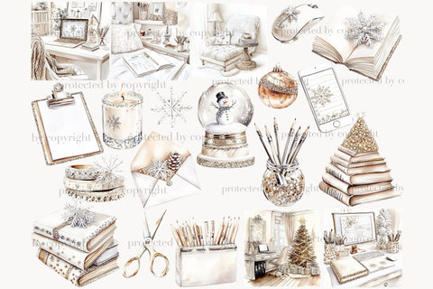 Planner Girl Clip Art | Winter Christmas PNG Cozy Book Lover SVG GlamArtZhanna 