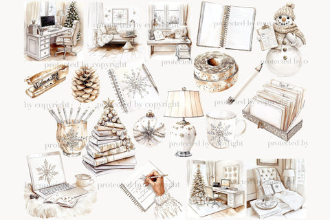 Planner Girl Clip Art | Winter Christmas PNG Cozy Book Lover SVG GlamArtZhanna 