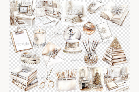 Planner Girl Clip Art | Winter Christmas PNG Cozy Book Lover SVG GlamArtZhanna 