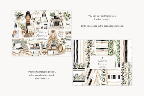 Planner Girl Clipart | Beige Planner PNG SVG GlamArtZhanna 