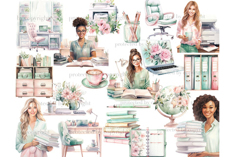 Planner Girl Clipart | Boss Babe Illustration Bundle SVG GlamArtZhanna 