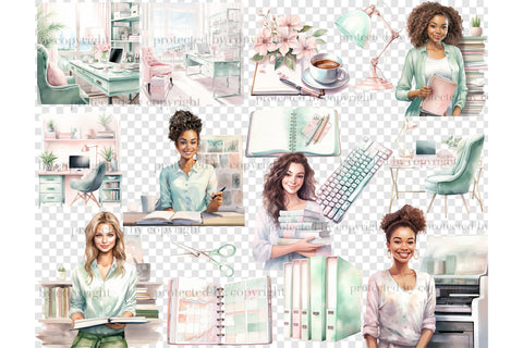 Planner Girl Clipart | Boss Babe Illustration Bundle SVG GlamArtZhanna 