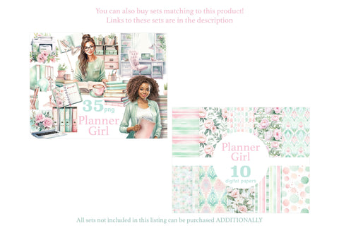 Planner Girl Clipart | Boss Babe Illustration Bundle SVG GlamArtZhanna 