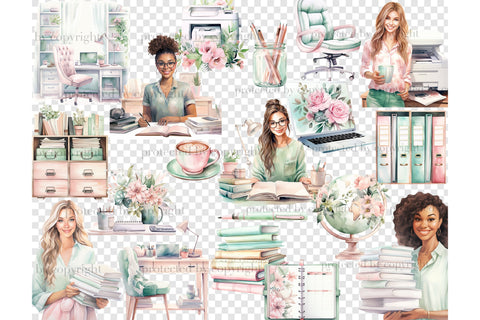 Planner Girl Clipart | Boss Babe Illustration Bundle SVG GlamArtZhanna 