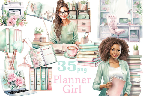 Planner Girl Clipart | Boss Babe Illustration Bundle SVG GlamArtZhanna 