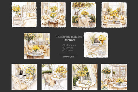 Planner Girl Clipart | Yellow Glam Planner | Spring Clip Art SVG GlamArtZhanna 