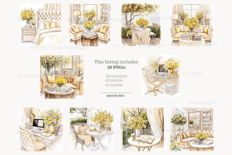 Planner Girl Clipart | Yellow Glam Planner | Spring Clip Art SVG GlamArtZhanna 