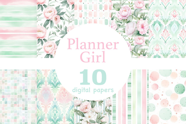 Planner Girl Digital Papers | Pastel Color Pattern Bundle Digital Pattern GlamArtZhanna 