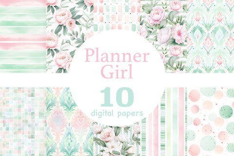 Planner Girl Digital Papers | Pastel Color Pattern Bundle Digital Pattern GlamArtZhanna 