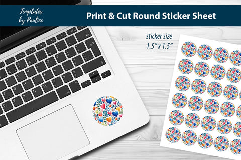 Planner Heart Round Sticker Sheet SVG Templates by Pauline 