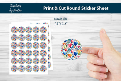 Planner Heart Round Sticker Sheet SVG Templates by Pauline 