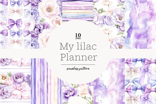 Planner Seamless Pattern | Lilac Planner Papers Digital Pattern GlamArtZhanna 