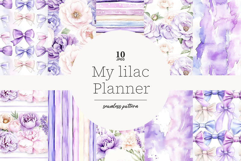 Planner Seamless Pattern | Lilac Planner Papers Digital Pattern GlamArtZhanna 