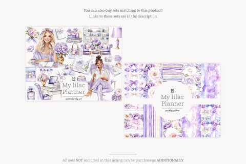 Planner Seamless Pattern | Lilac Planner Papers Digital Pattern GlamArtZhanna 