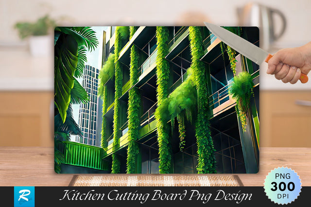 Plant Covered Building Cutting Board Sublimation Regulrcrative 
