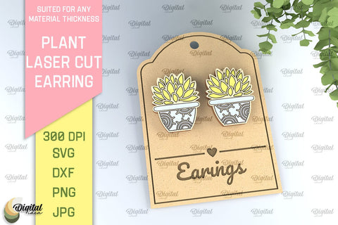 Plant Earrings Laser Cut Bundle. Flower Earrings SVG SVG Evgenyia Guschina 