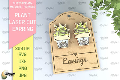 Plant Earrings Laser Cut. Flower Earrings SVG SVG Evgenyia Guschina 
