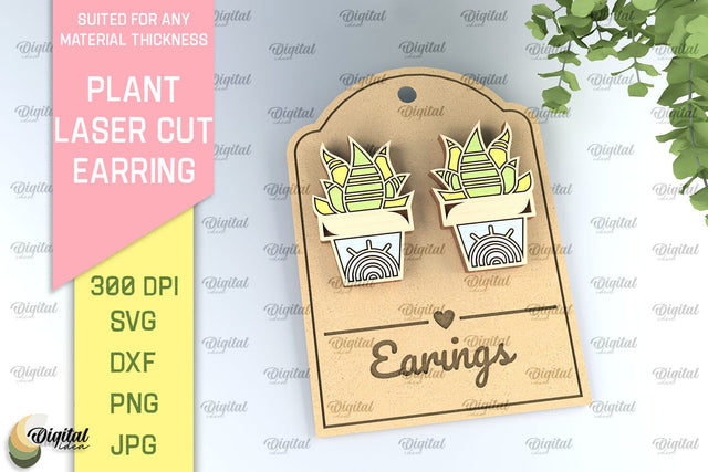 Plant Earrings Laser Cut. Flower Earrings SVG SVG Evgenyia Guschina 