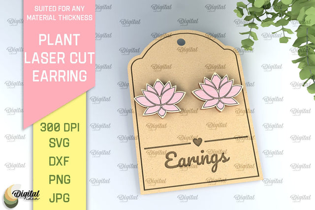 Plant Earrings Laser Cut. Flower Earrings SVG SVG Evgenyia Guschina 