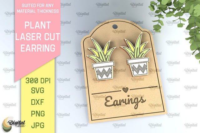 Plant Earrings Laser Cut. Flower Earrings SVG SVG Evgenyia Guschina 
