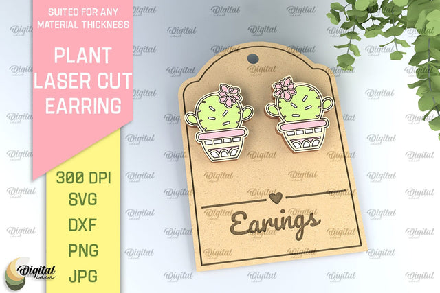 Plant Earrings Laser Cut. Flower Earrings SVG SVG Evgenyia Guschina 