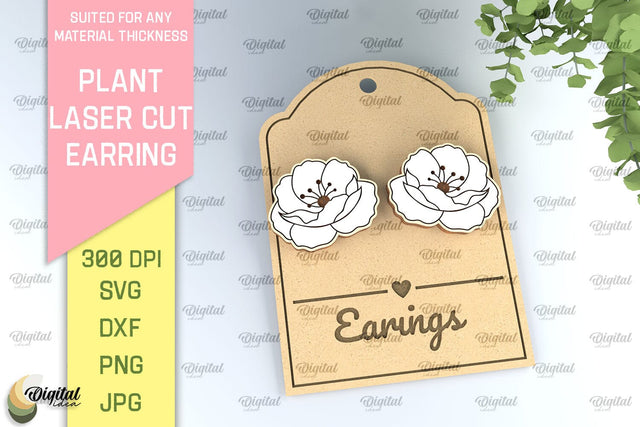 Plant Earrings Laser Cut. Flower Earrings SVG SVG Evgenyia Guschina 