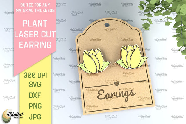 Plant Earrings Laser Cut. Flower Earrings SVG SVG Evgenyia Guschina 