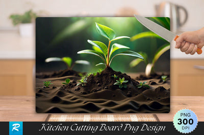 Plant Grows on Mud Cutting Board Sublimation Regulrcrative 