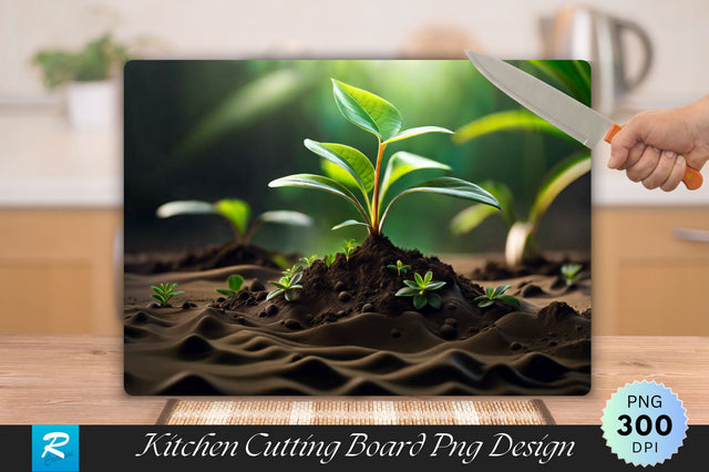 Plant Grows on Mud Cutting Board Sublimation Regulrcrative 