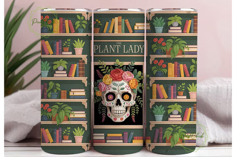 Plant Lady Bookshelf 20oz Tumbler Wrap Sublimation PixelChick 