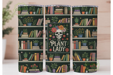 Plant Lady Bookshelf 20oz Tumbler Wrap Sublimation PixelChick 