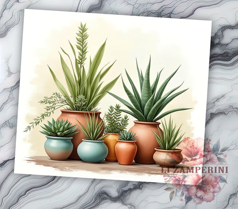 Plant Lady Design, Watercolor Tumbler, Garden Theme, 20oz Tumbler, Sublimation PNG, Digital Download, Plant Lover Gift Sublimation Li Zamperini 